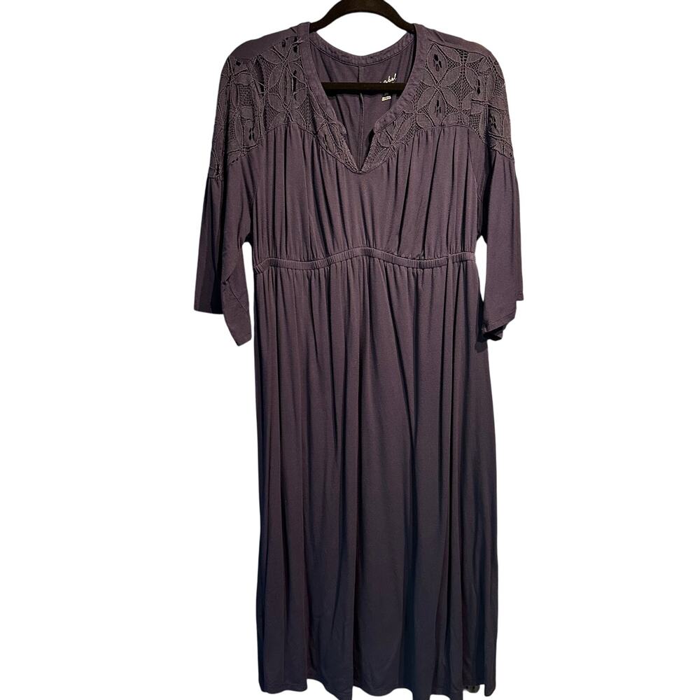 Isabel Maternity Dress Size XXL Navy Blue V-Neck Lace Details 3/4 Sleeve Knit